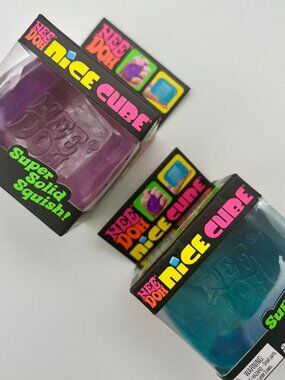 NeeDoh PURPLE BLUE Nice Cube Super Solid Squish Squeezable Stress Reliever Toy